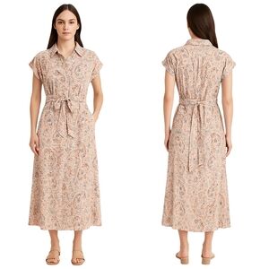 LUCKY BRAND Dress Womens XL Multicolor Paisley Maxi Boho Minimalist Spring